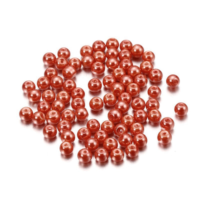 Pearl Glass Beads 8mm Imitation Smooth Glossy Mixed Colors 100pcs 24