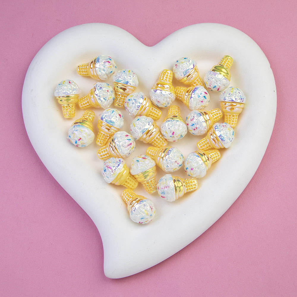 Colorful Ice Cream Cone Resin Beads 23x16mm Glossy Pastel 20pcs 7