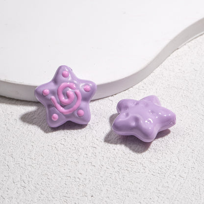 Spiral Pattern Starfish Acrylic Beads 20mm Glossy Mixed Colors 20pcs 7