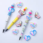 Silicone Focal Beads Mother's Day Heart Holding Child Envelope with Wine Glass 20pcs 3