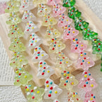 Hand Painted Christmas Tree Enamel Glass Beads 16mm 1pc 3