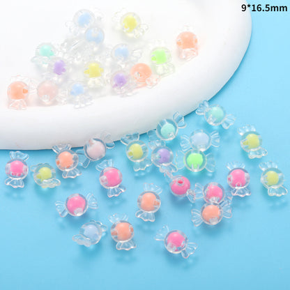 Transparent Flower Acrylic Beads Candy Color Mixed Shapes 100pcs 7