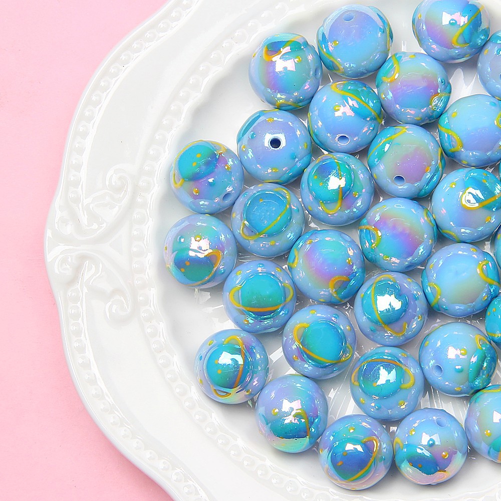 Hand Painted Daisy Bee Series Acrylic Beads 16mm Colorful Glossy 10pcs 7