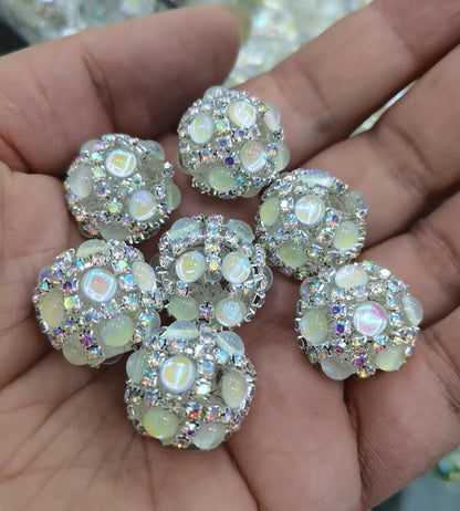Bubblegum Rhinestone Beads 18mm Enlaced Fully Rhinestoned 5pcs 11