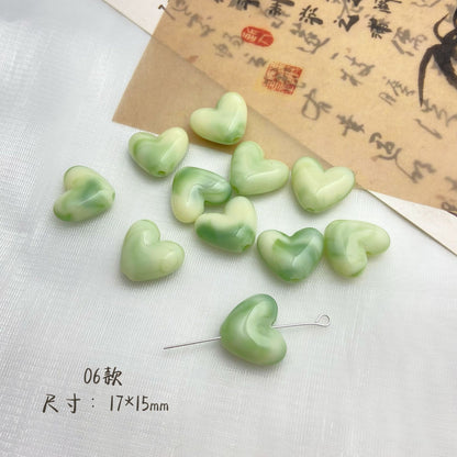 Antique Jade Green Tone Star and Bear Acrylic Beads Chunky Mixed Shapes 7