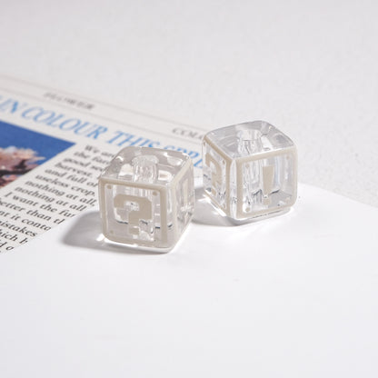 Clear Square Acrylic Beads 14mm Question & Exclamation Mark Pattern 30pcs 5