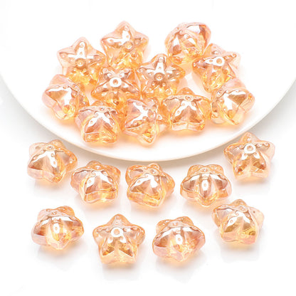 Electroplated Star Glass Beads 18mm Imitation Lunar Pit Texture 10pcs 10