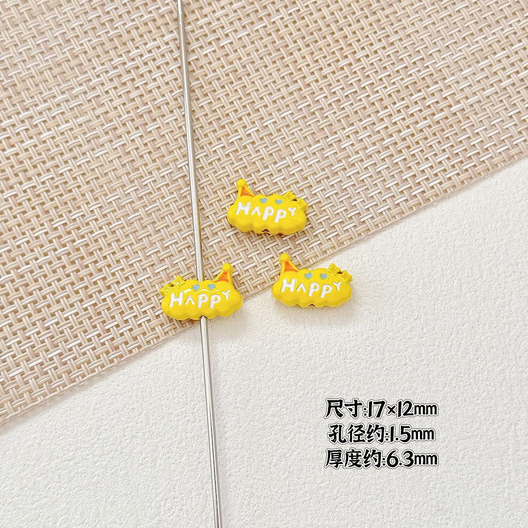 Baking Painted Magic Book Cloud Metal Beads 16mm Cute Pastel 10pcs 19