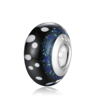 Glass Large Hole Spacer Beads 14mm Rainbow Candy Section Striped 20pcs 7