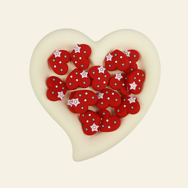Silicone Focal Beads Pentagram Heart With Tiny Star 20pcs 8