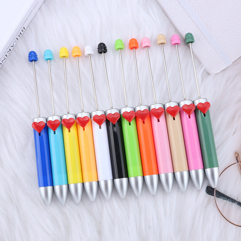 Beadable Pen Colorful Heart Accent 155mm Diameter 14mm Weight 11g 2