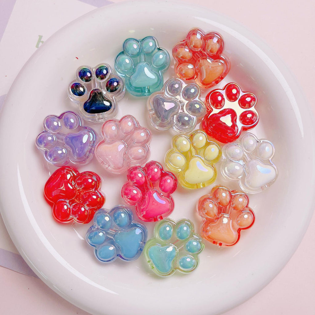 Transparent Cat Claw Acrylic Beads 26mm UV Plating 5pcs 2