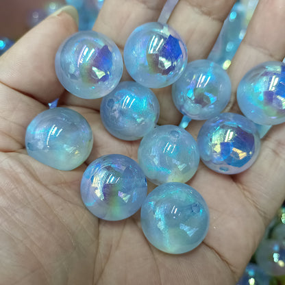 Glitter Bubblegum Beads 20mm Plating Shimmer Iridescent Pastel 50pcs 8