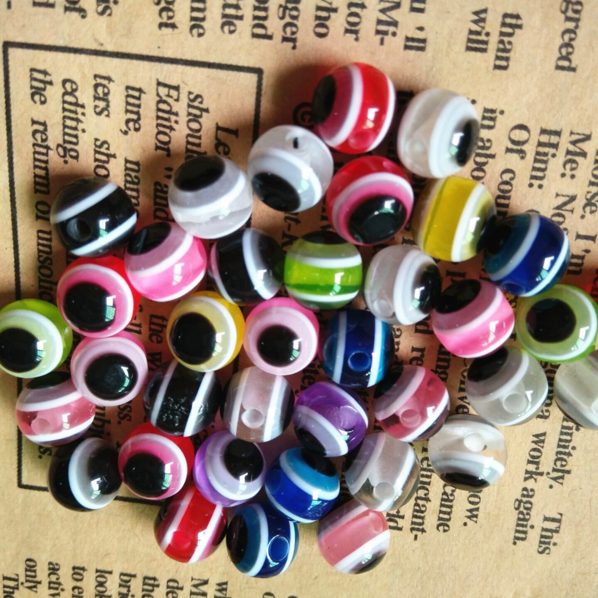 Striped Evil Eye Resin Beads 6-12mm Glossy Multicolor 500pcs