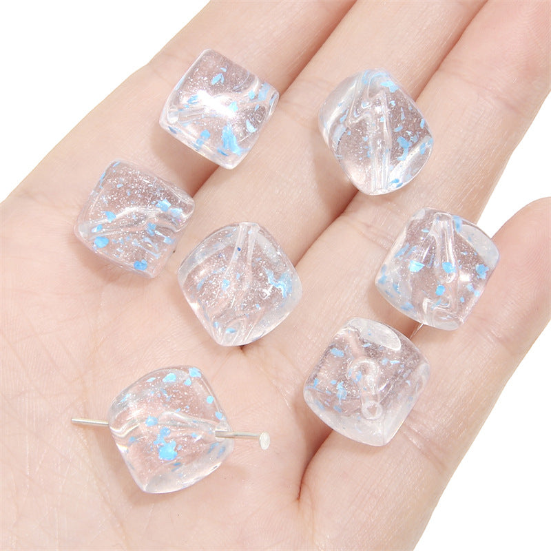 Transparent Flower Acrylic Beads 13x16mm Colorful Speckled 20pcs 9