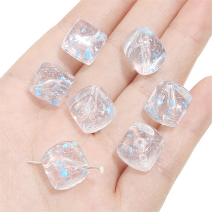 Transparent Flower Acrylic Beads 13x16mm Colorful Speckled 20pcs 9