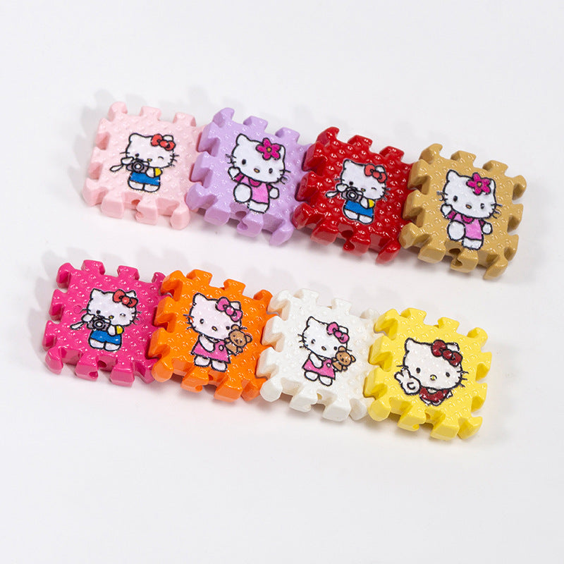 Hello KT Puzzle Acrylic Square Beads 18mm Colorful 10pcs