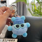Fluffy Pom Pom Monster Doll Keychain with Sunglasses and Knitted Hat 14