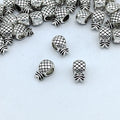 Pineapple Metal Beads 11mm Silver Tone Large Hole 100pcs