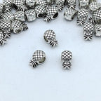 Pineapple Metal Beads 11mm Silver Tone Large Hole 100pcs