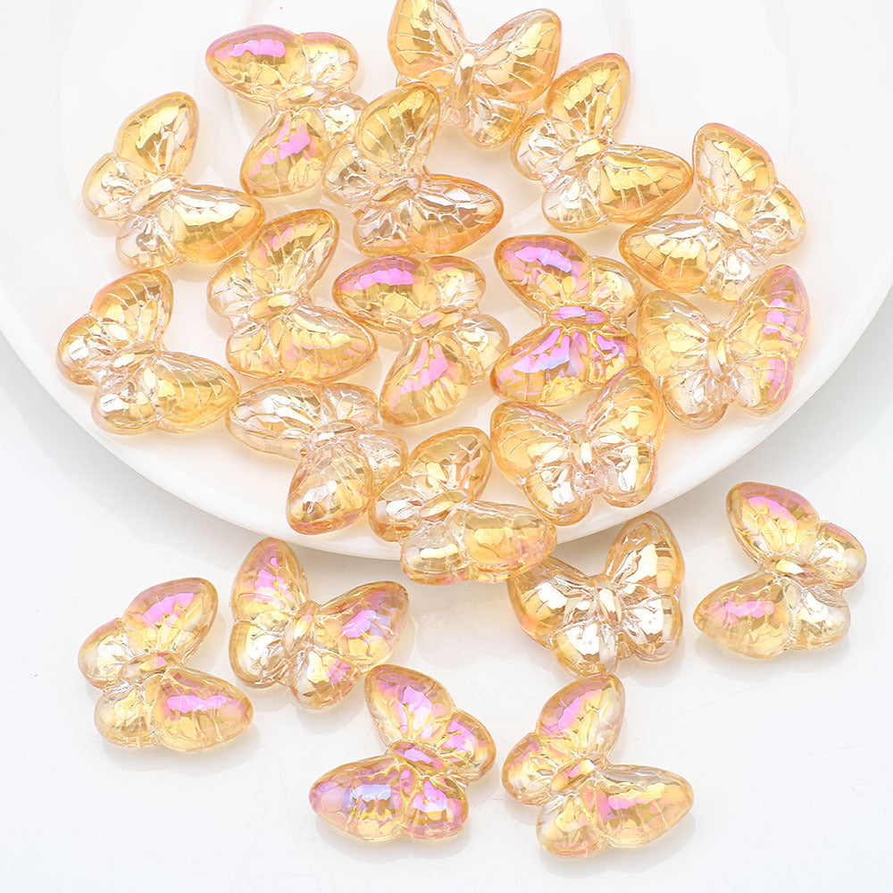 Plating Butterfly Glass Beads 17x10mm Iridescent Detailed Wings 10pcs 17