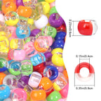 Clear Two-color Pony Beads 9mm Translucent Mixed Colors 200pcs 2