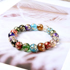 Frosted Round Glass Beads 8-12mm Translucent Gold Floral Design 50pcs 5