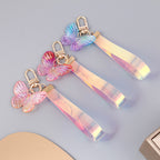 Acrylic Gradient Crystal Butterfly Wristlet Keychain Colorful 2