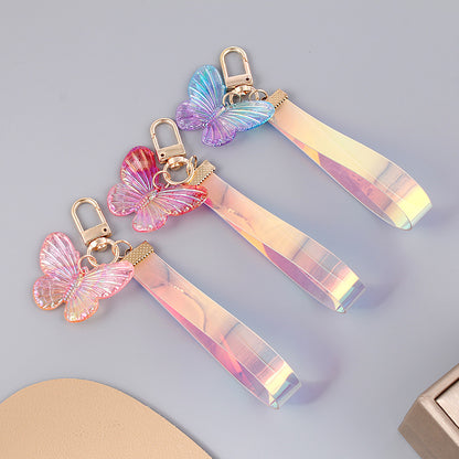Acrylic Gradient Crystal Butterfly Wristlet Keychain Colorful 2