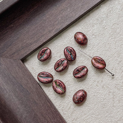 Vintage Czech Coffee Bean Lampwork Glass Beads 8x11mm 10pcs 26
