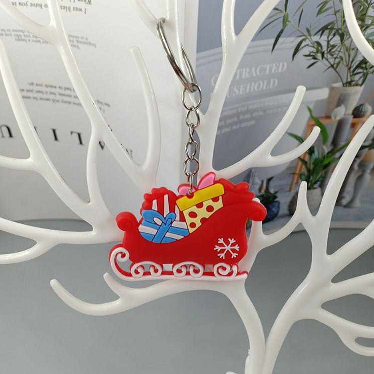 Cartoon Christmas Silicone Keychain Santa Claus Holiday Characters 8