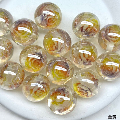 Luminous Rose Resin Beads 16mm Round Multicolor 10pcs 10
