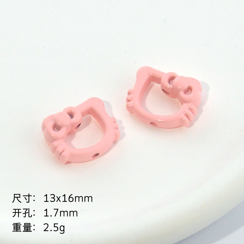 Hollow Kitty Metal Beads 16mm Painted Plating Alloy 20pcs 8