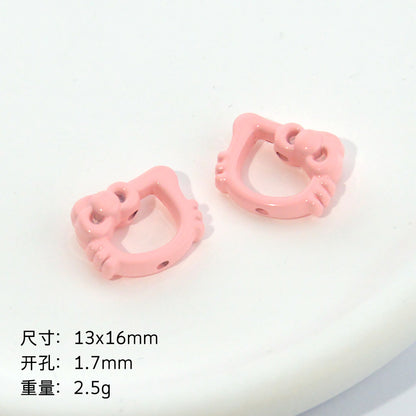 Hollow Kitty Metal Beads 16mm Painted Plating Alloy 20pcs 8