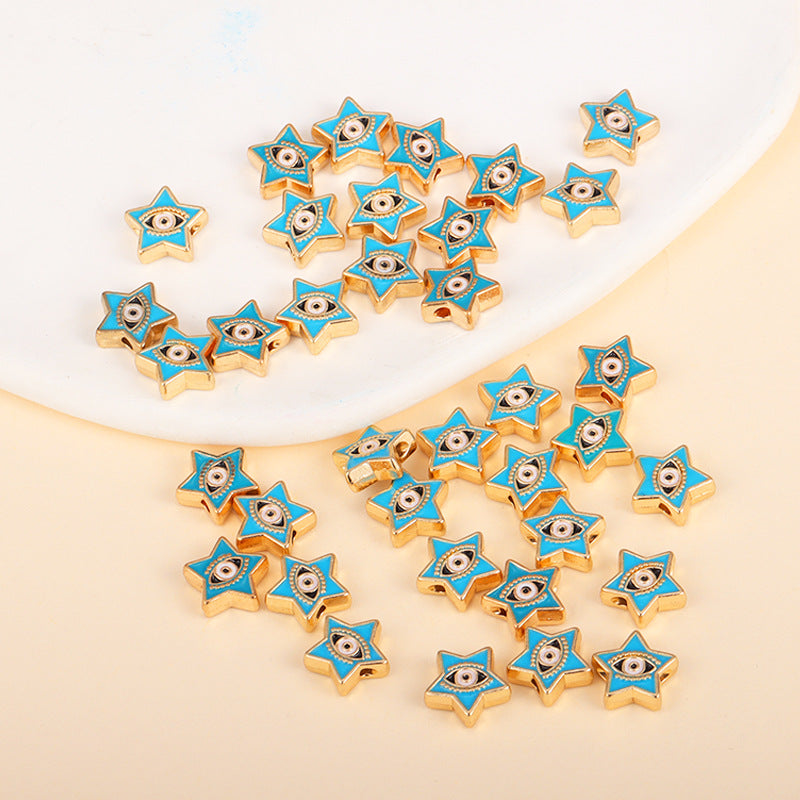 Irregular Shaped Metal Beads Double-Sided Enamel Evil Eye 20pcs 41