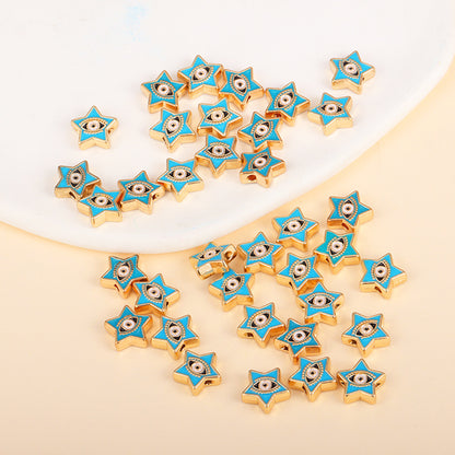 Irregular Shaped Metal Beads Double-Sided Enamel Evil Eye 20pcs 41