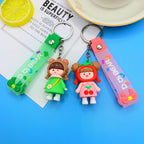 PVC Girl Keychain Silicone Cute Cartoon Character with Strap