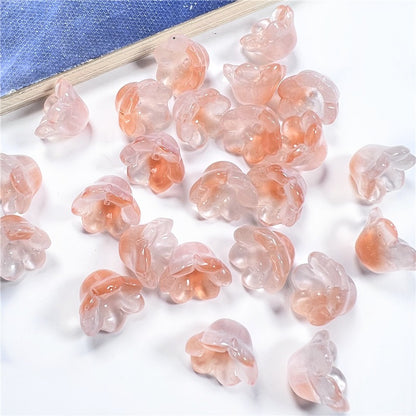 Wind Chime Flower Glass Beads 12mm Transparent Pink 50pcs 19
