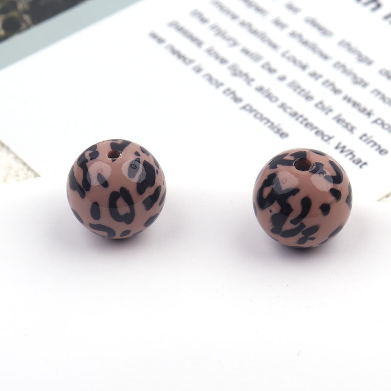 UV Plating Round Acrylic Beads 16mm Candy Colored Leopard Print 20pcs 9
