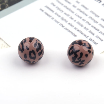 UV Plating Round Acrylic Beads 16mm Candy Colored Leopard Print 20pcs 9