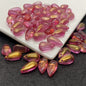 Czech Glass Beads Teardrop 8mm 14mm Glossy Purple Pink Iridescent 100pcs 10