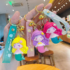 PVC Mermaid Cartoon Doll Keychain Pastel Colors Soft Hair Starfish 2