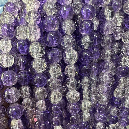 Crackle Glass Beads Round 8mm Dual Color Explosion 10 Strands 10