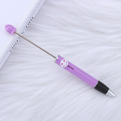 Beadable Pen Plastic Colorful Heart Top Black Ink 150mm 11