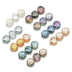 Rose Plated Glass Beads 10mm Glossy Spiral Floral Design 30pcs 2