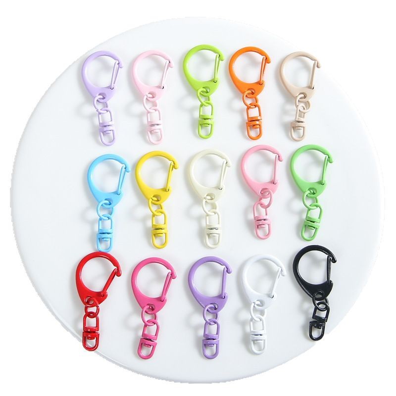 Zinc Alloy D Shaped Colorful Buckle Keychain Clasps 20pcs 38mm 5
