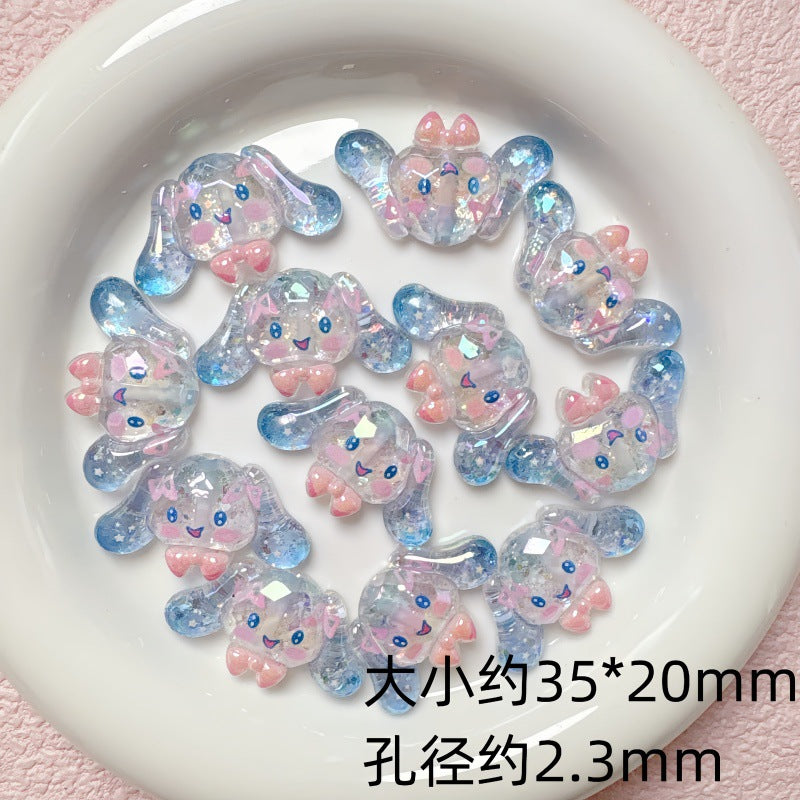 Iridescent Resin Beads Sanri Figures 5pcs Mixed Characters 10