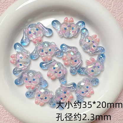 Iridescent Resin Beads Sanri Figures 5pcs Mixed Characters 10