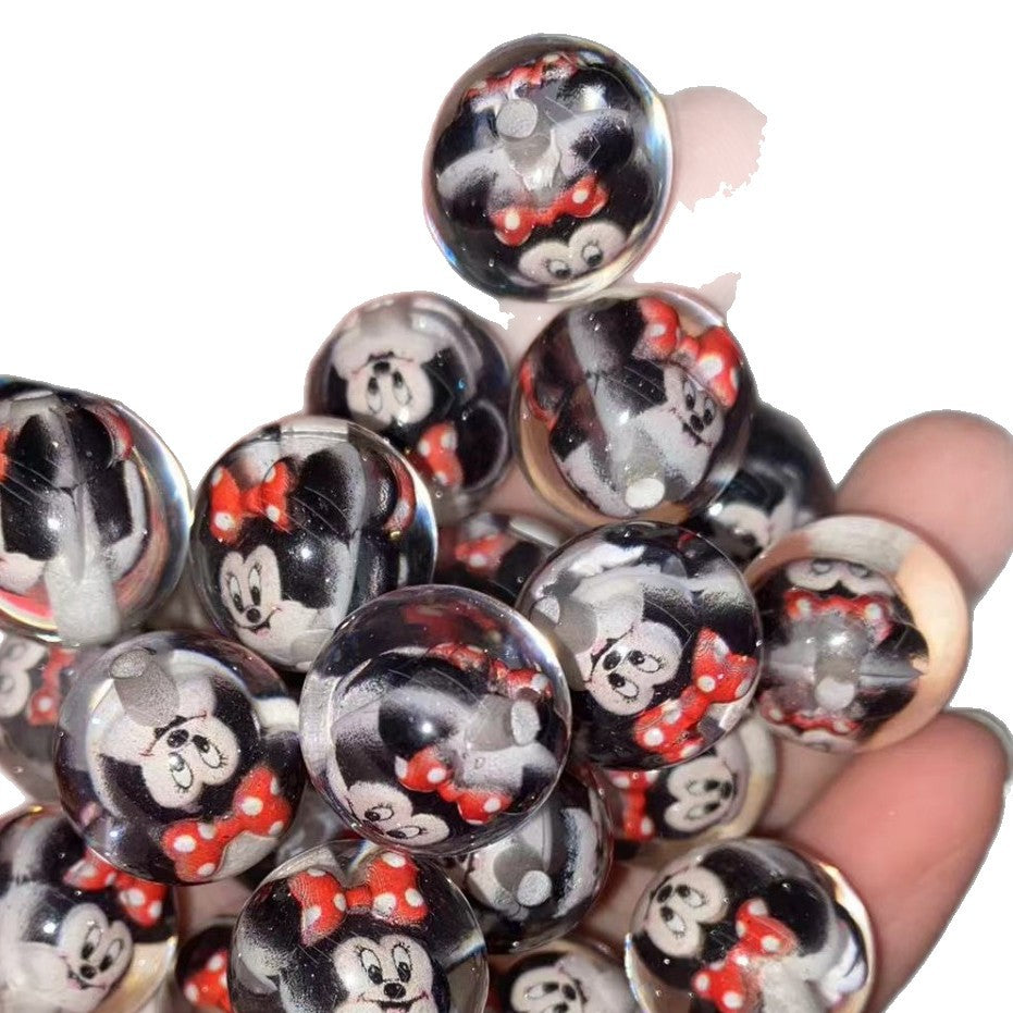 Clear Acrylic Round Beads 16mm Cartoon Figures 20pcs 6
