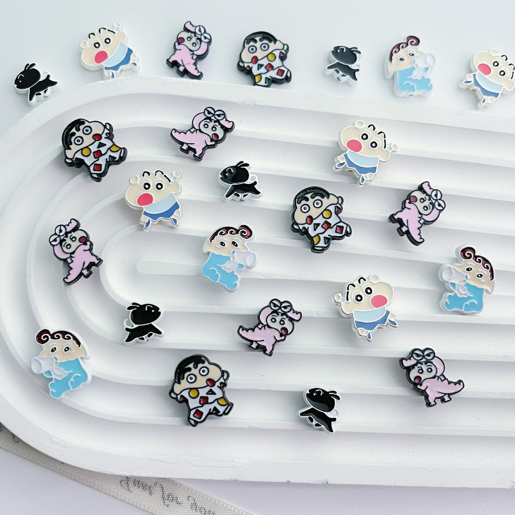 Painted Alloy Metal Beads Baking Shin-Chan Himawari Nohara Series 10pcs 2